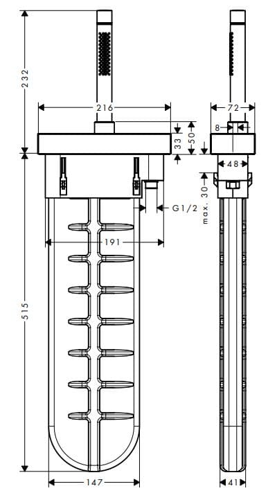 Bản vẽ sen bồn tắm Axor 46470330