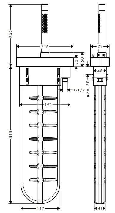 Bản vẽ sen bồn tắm Axor 46470990