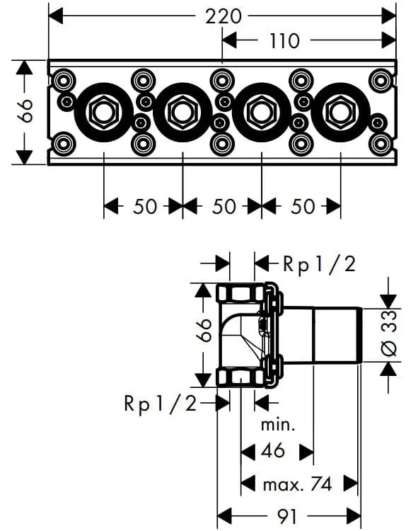 Chân vòi tắm hoa sen Axor 45443180
