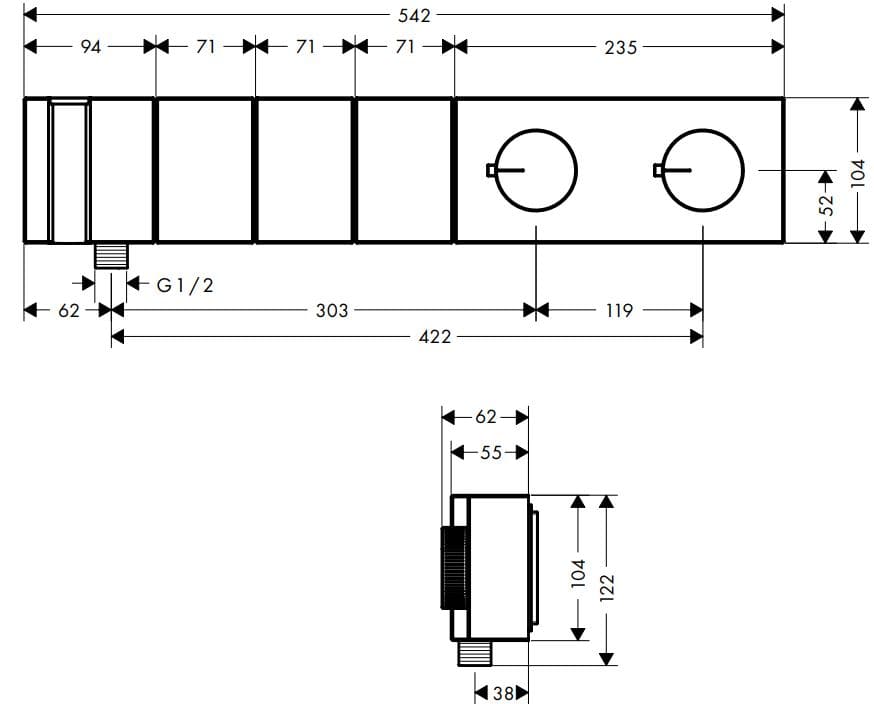 Bản vẽ vòi tắm hoa sen Axor 46710990