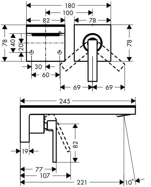 Bản vẽ vòi nước bồn rửa tay Axor 47060000