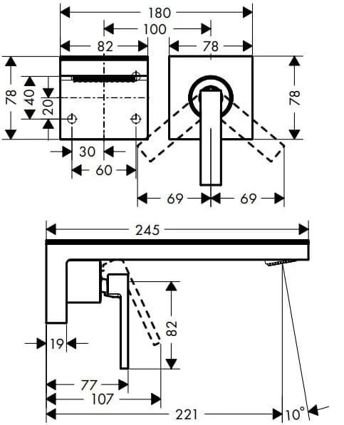 Bản vẽ vòi nước bồn rửa tay Axor 47062950