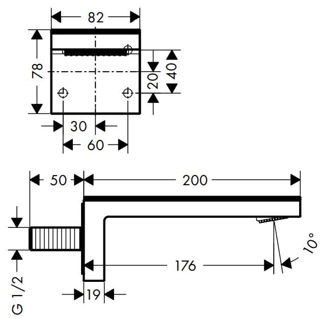 Bản vẽ sen bồn tắm âm tường Axor 47412820
