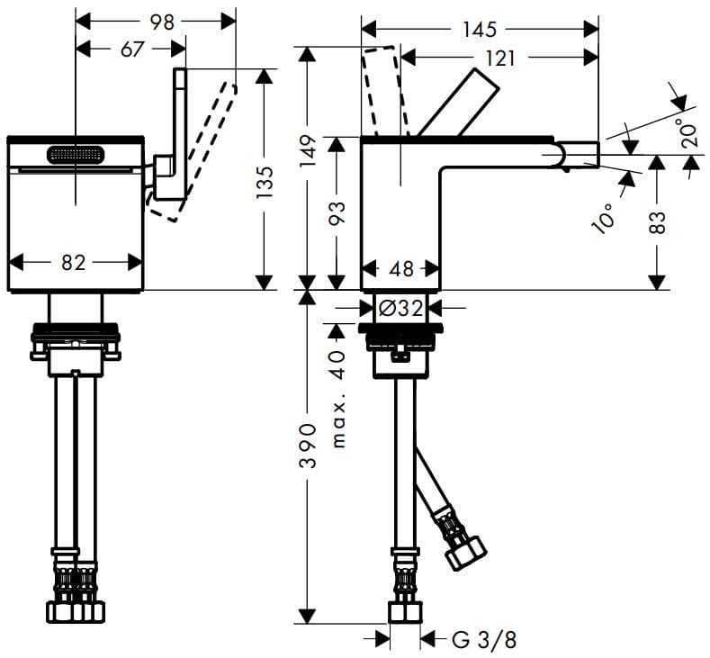 Bản vẽ vòi tiểu Axor 47212800