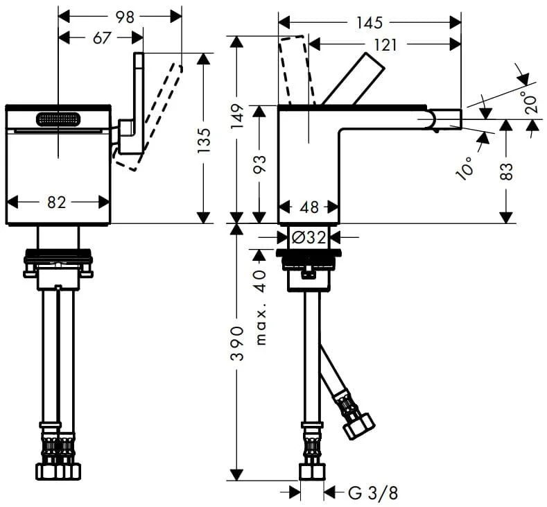 Bản vẽ vòi tiểu Axor 47212950