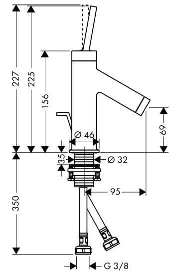 Bản vẽ vòi nước bồn rửa Axor 10116800