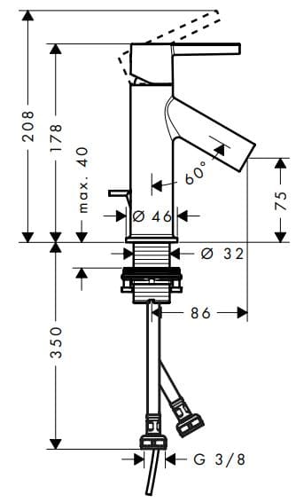 Bản vẽ vòi nước bồn rửa tay Axor 10102140