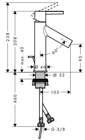 Bản vẽ vòi nước bồn rửa tay Axor 10001020