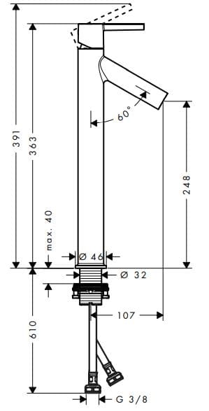 Bản vẽ vòi nước bồn rửa tay Axor 10103260