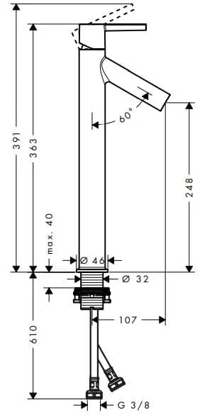 Bản vẽ vòi nước bồn rửa tay Axor 10103330