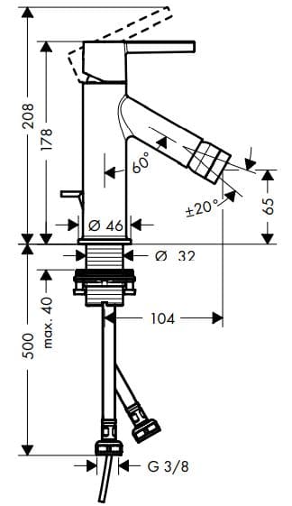 Bản vẽ vòi tiểu Axor Starck 10214820