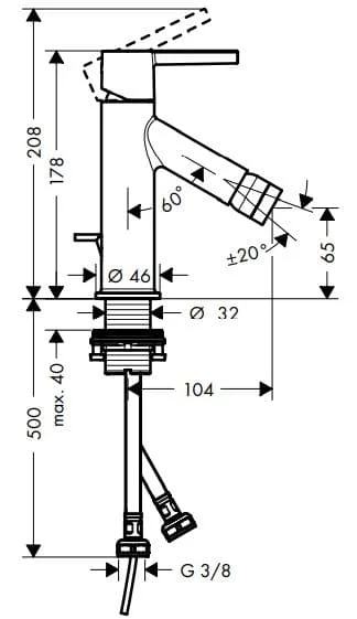 Bản vẽ vòi tiểu Axor Starck 10214800
