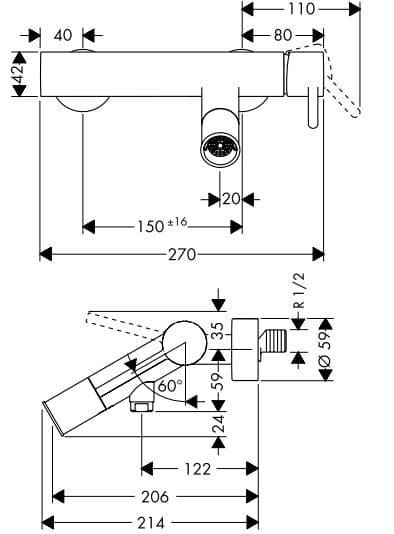 Bản vẽ củ sen tắm Axor 10411800