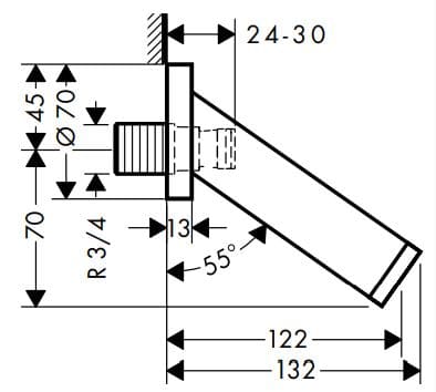 Bản vẽ vòi tắm treo tường Đức Axor 10410950