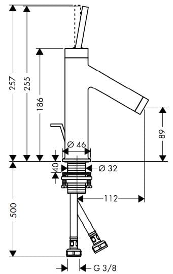 Bản vẽ vòi nước bồn rửa Axor 10111250