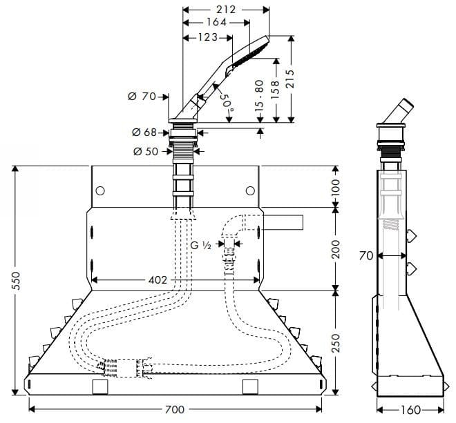Bản vẽ chân vòi bồn tắm Axor 19418000
