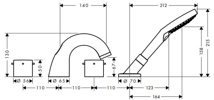 Bản vẽ sen bồn tắm Axor 10444340