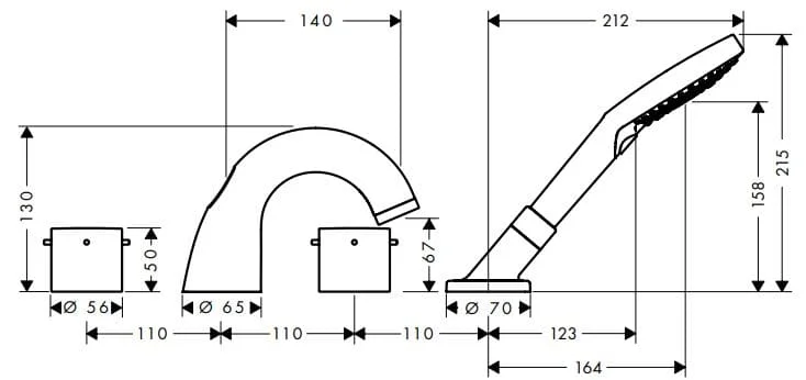 Bản vẽ sen bồn tắm Axor 10444340