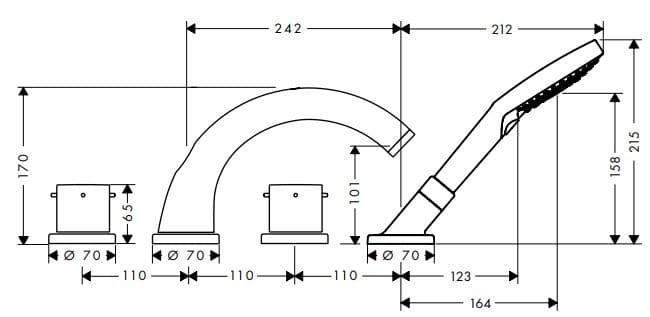 Bản vẽ kỹ thuật sen bồn tắm Axor Starck 10451330