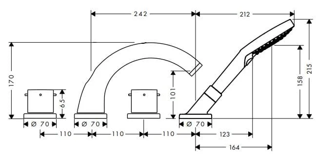 Bản vẽ kỹ thuật sen bồn tắm Axor Starck 10451330