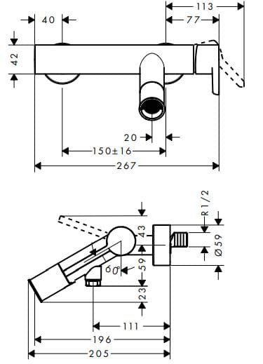 Bản vẽ thân sen tắm Axor 10465000