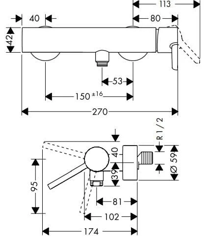 Thân sen tắm Axor 10665000