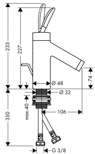 Bản vẽ vòi nước bồn rửa Axor 10100000