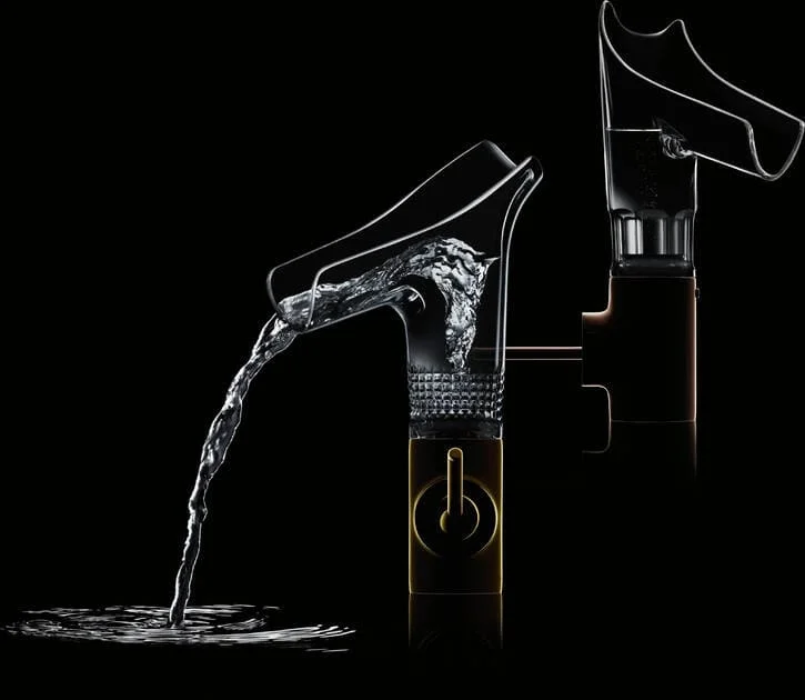 Vòi chậu rửa mặt nóng lạnh kính trong Axor Starck V 12114000
