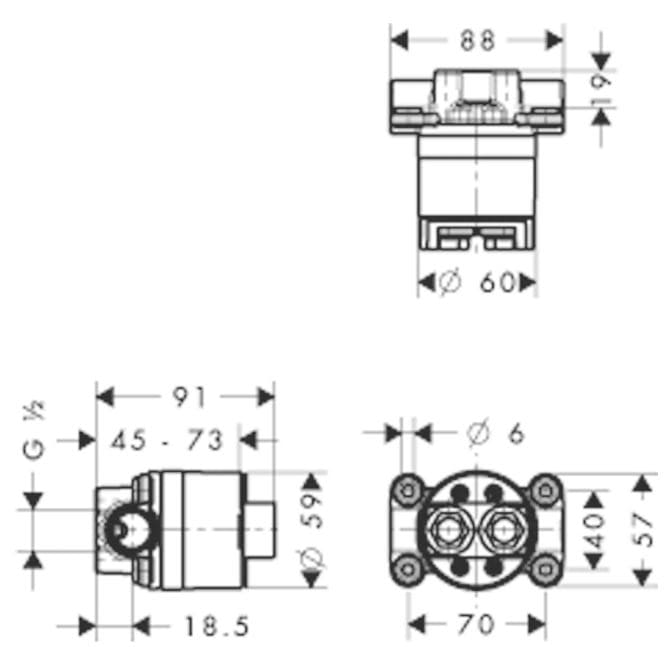 Bản vẽ chân bắt vòi rửa mặt âm tường Axor 10902180
