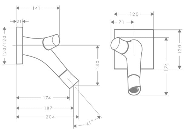 Bản vẽ kỹ thuật vòi lavabo nóng lạnh âm tường Đức Axor Starck Organic 12015250