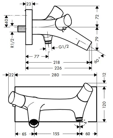 Bản vẽ sen tắm âm tường Axor 12410310