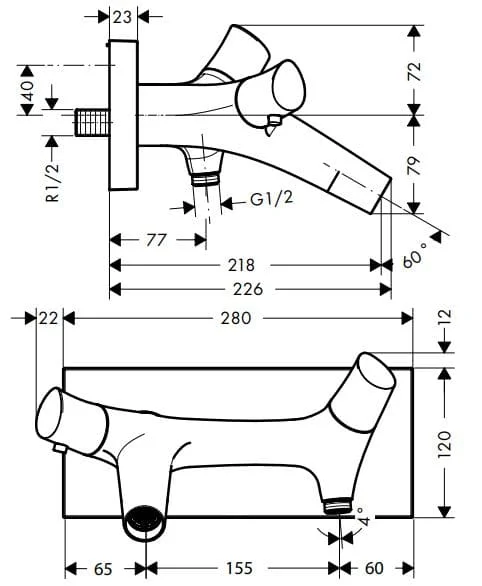 Bản vẽ sen tắm âm tường Axor 12410310
