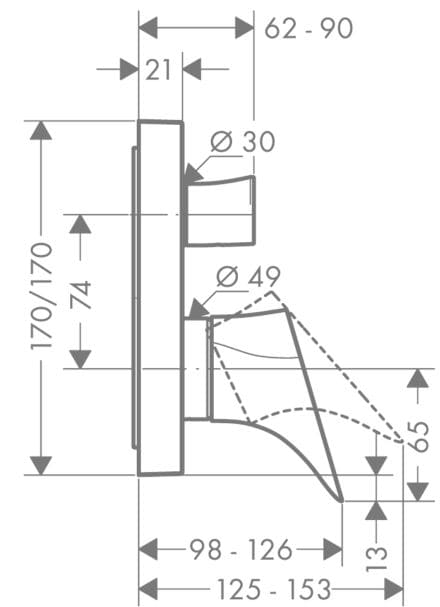 Bản vẽ sen tắm âm tường Axor 12415000