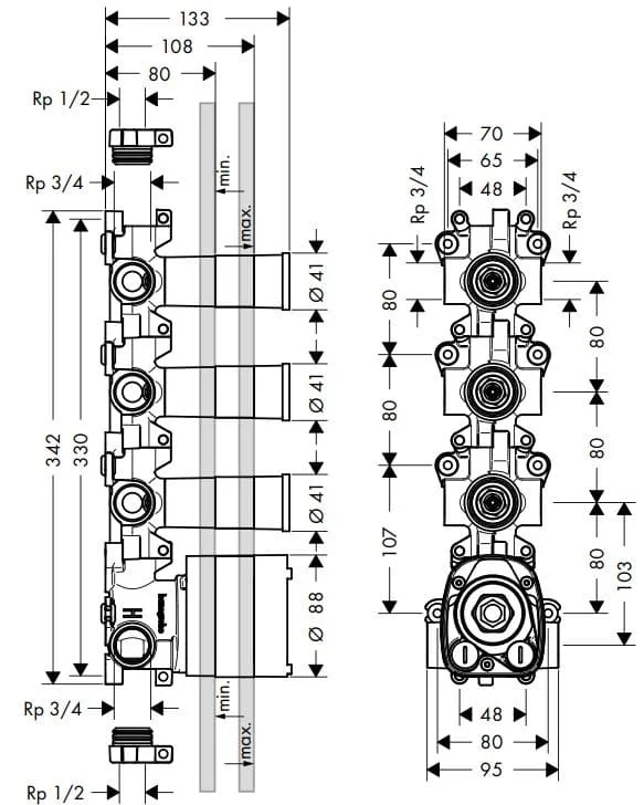Chân vòi tắm hoa sen âm tường Axor 10750180