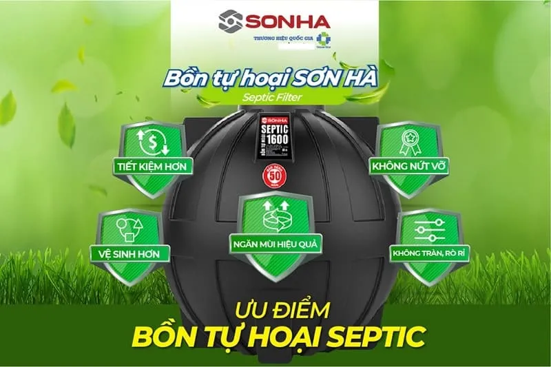 Ưu điểm của bể phốt nhựa Septic Sơn Hà 2500l