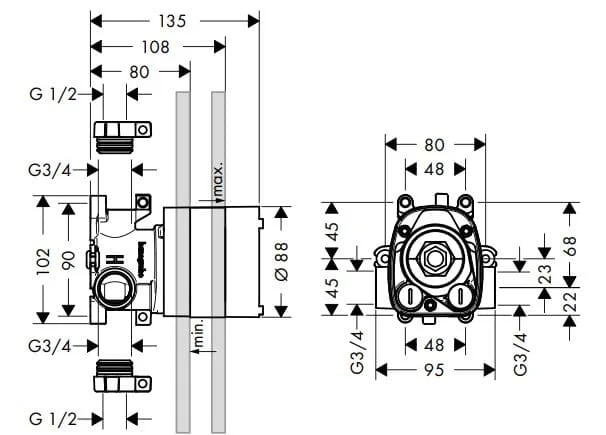 Chân vòi tắm hoa sen âm tường Axor 10754180
