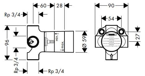 Bản vẽ chân bắt sen tắm âm tường Axor 16930180
