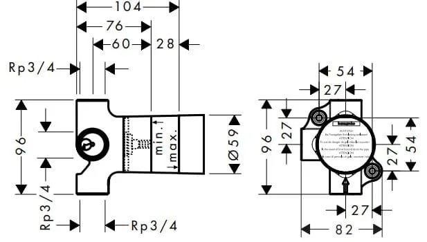 Chân vòi tắm hoa sen âm tường Axor 16982180