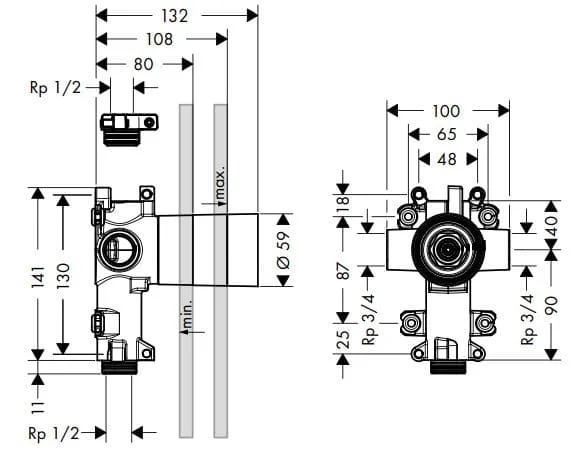 Chân vòi tắm hoa sen âm tường Axor 36770180