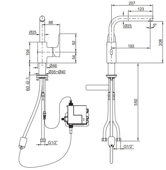 Bản vẽ chi tiết vòi rửa tay Kohler Aleo K-99108T-4-CP