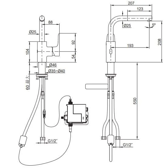 Bản vẽ chi tiết vòi rửa tay Kohler Aleo K-99108T-4-CP