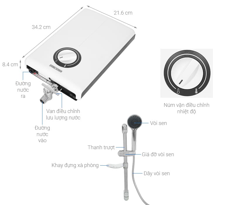 Thông số kỹ thuật máy nước nóng trực tiếp Đức Stiebel Eltron XG 45 EC