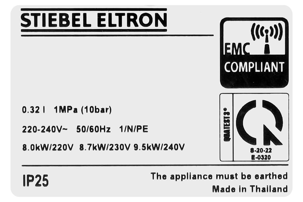 Tem nhãn máy nước nóng Đức Stiebel Eltron DDH 8 EC