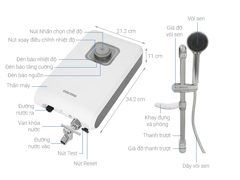 Thông số máy nước nóng trực tiếp Đức Stiebel Eltron DPL 45 EC