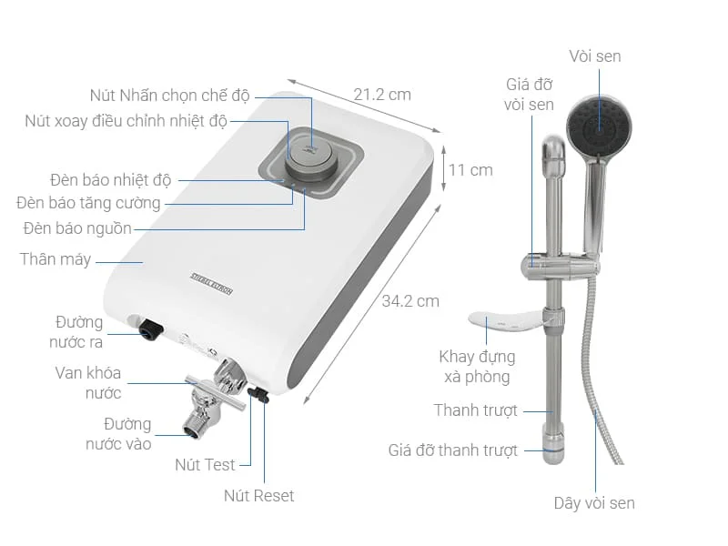 Thông số máy nước nóng trực tiếp Đức Stiebel Eltron DPL 45 EC