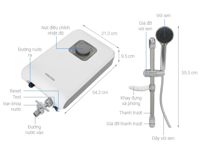 Thông số máy nước nóng trực tiếp Đức Stiebel Eltron DS 45 EC