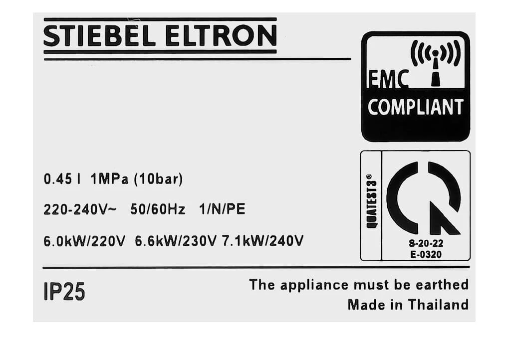 Tem nhãn máy nước nóng Đức Stiebel Eltron DHC 6 EC