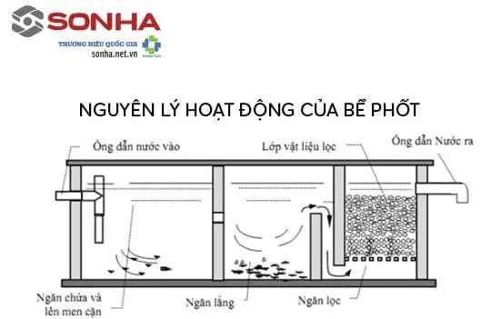 Nguyên lý hoạt động của bể phốt tự hoại Sơn Hà 1600L