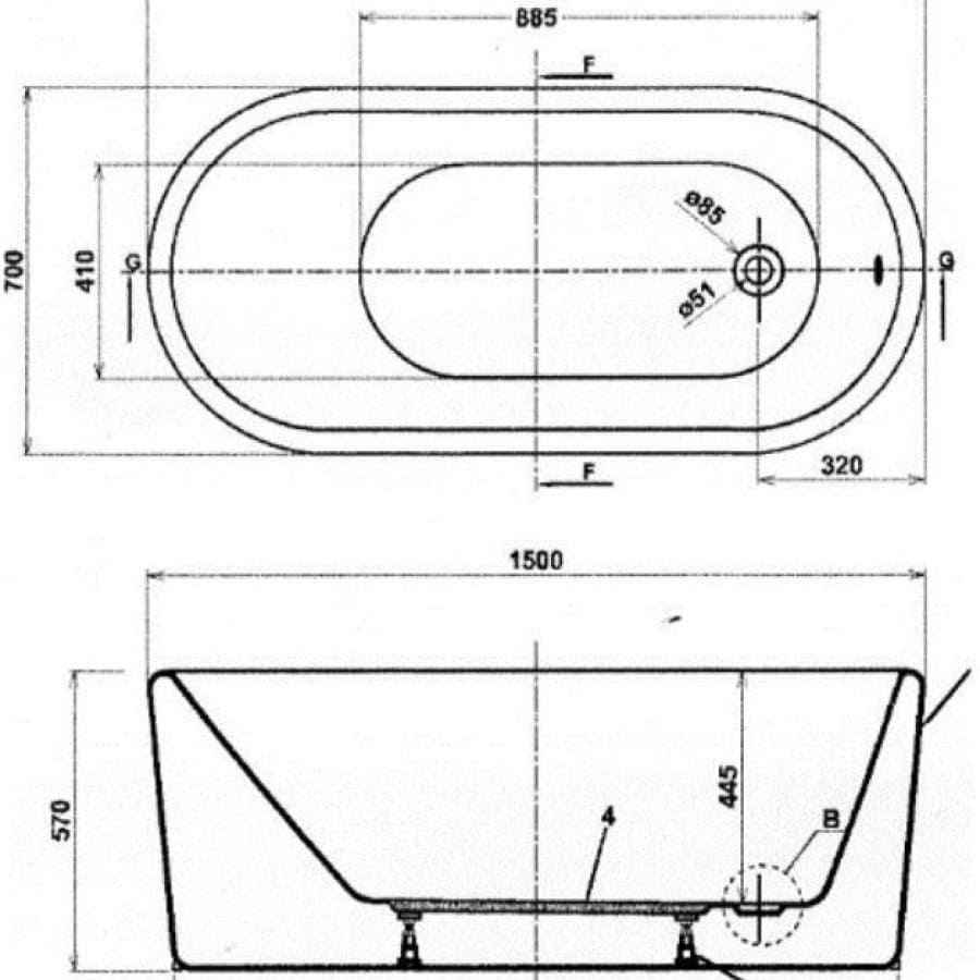 Bồn tắm đặt sàn 1.7m COTTO BT1236EP