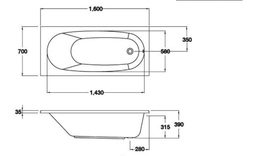 Bản vẽ bồn tắm xây 1.6m COTTO BT216D(H)